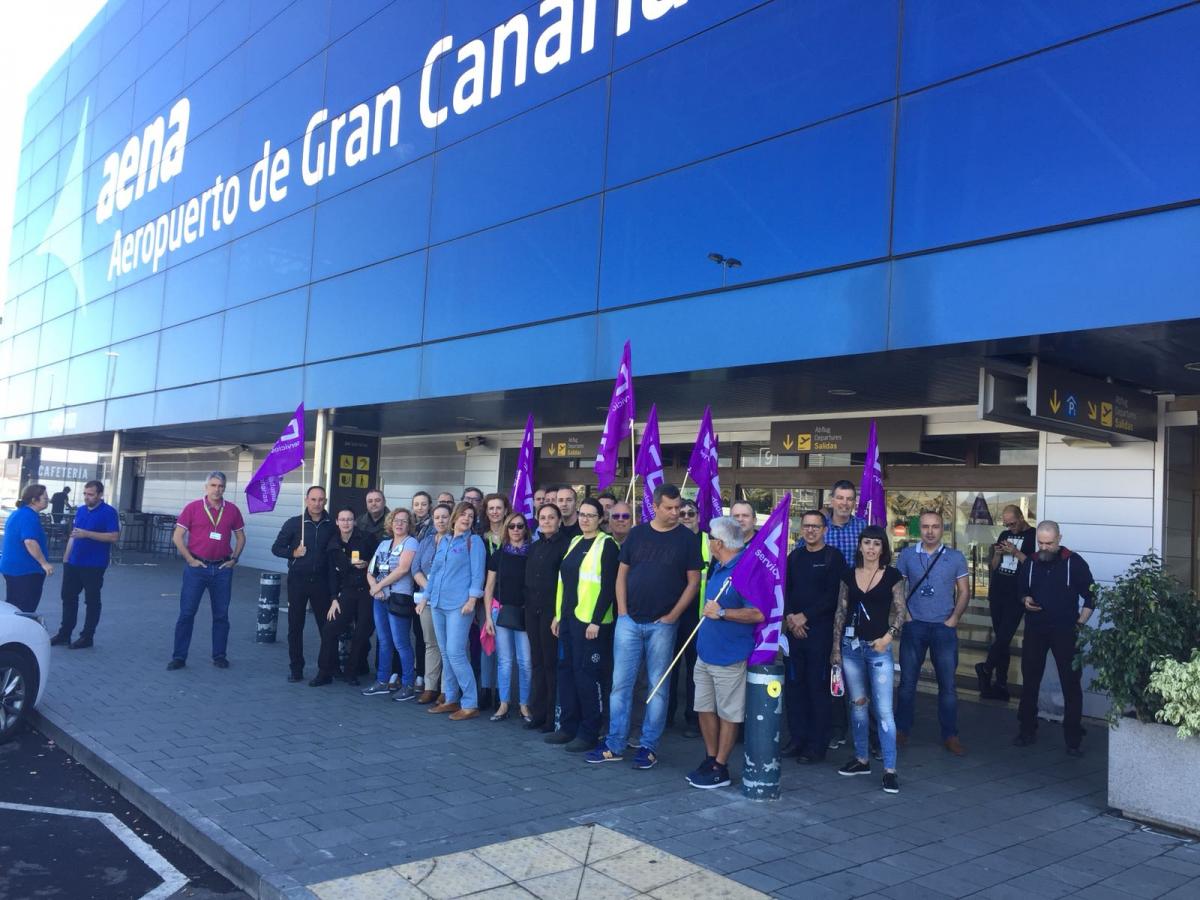 Huelga general del 8 de marzo de 2018, Aeropuerto de Gran Canaria con Servicios Mnimos del 100%