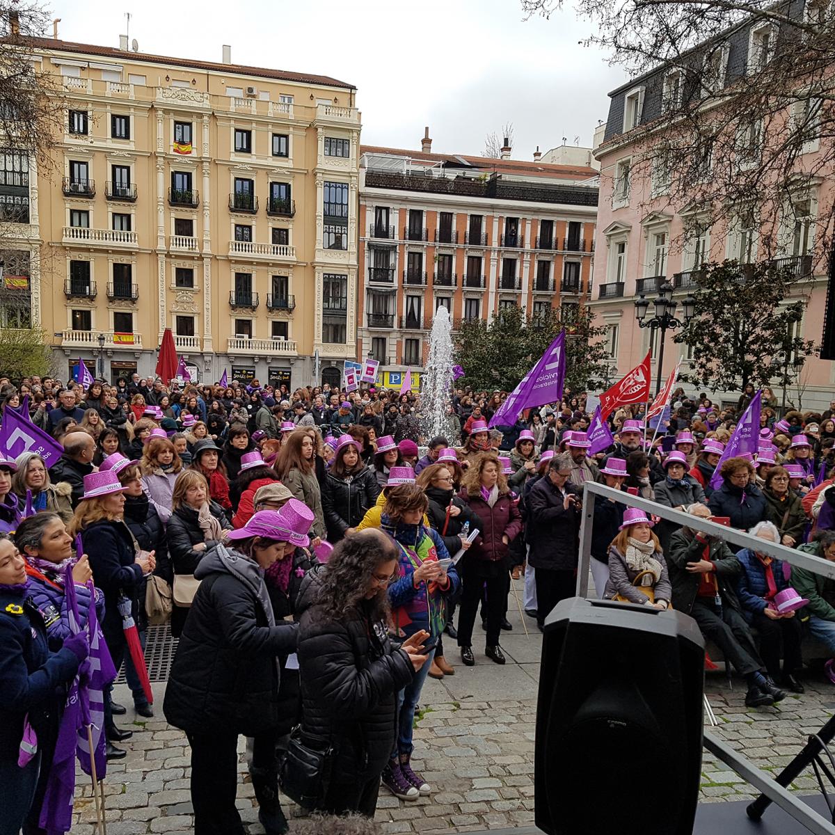 Huelga general del 8 de marzo de 2018, plaza del Rey de Madrid, SAE