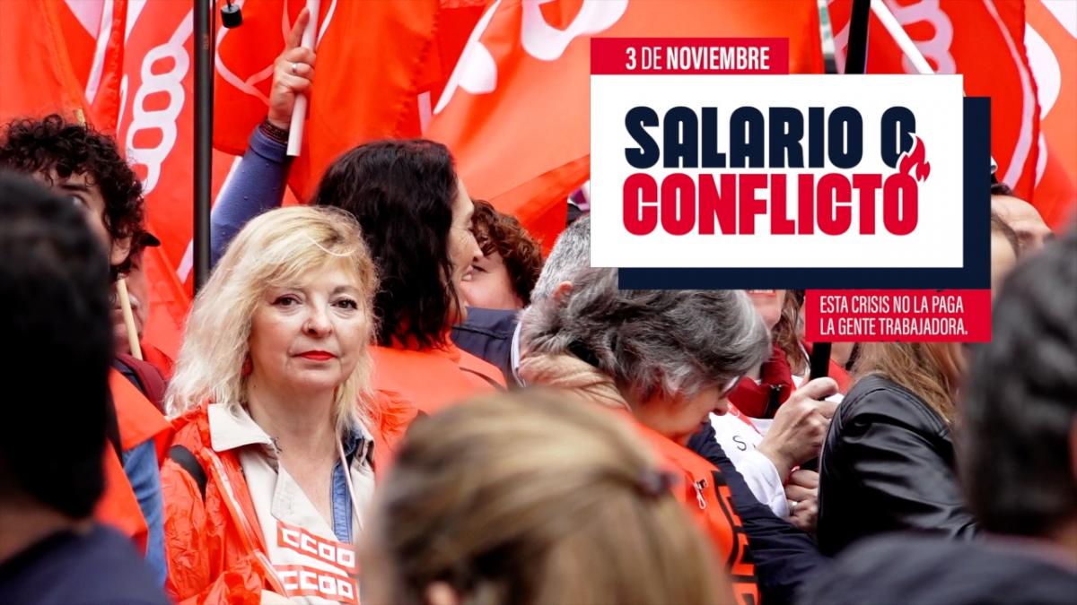 3 de noviembre de 2022, movilizacin en Madrid bajo el lema "Salario o conflicto". Galera 2 de 2
