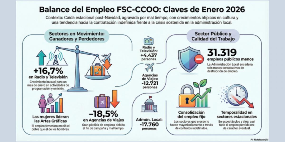 El primer mes del año no es bueno tradicionalmente para el mercado laboral en su conjunto