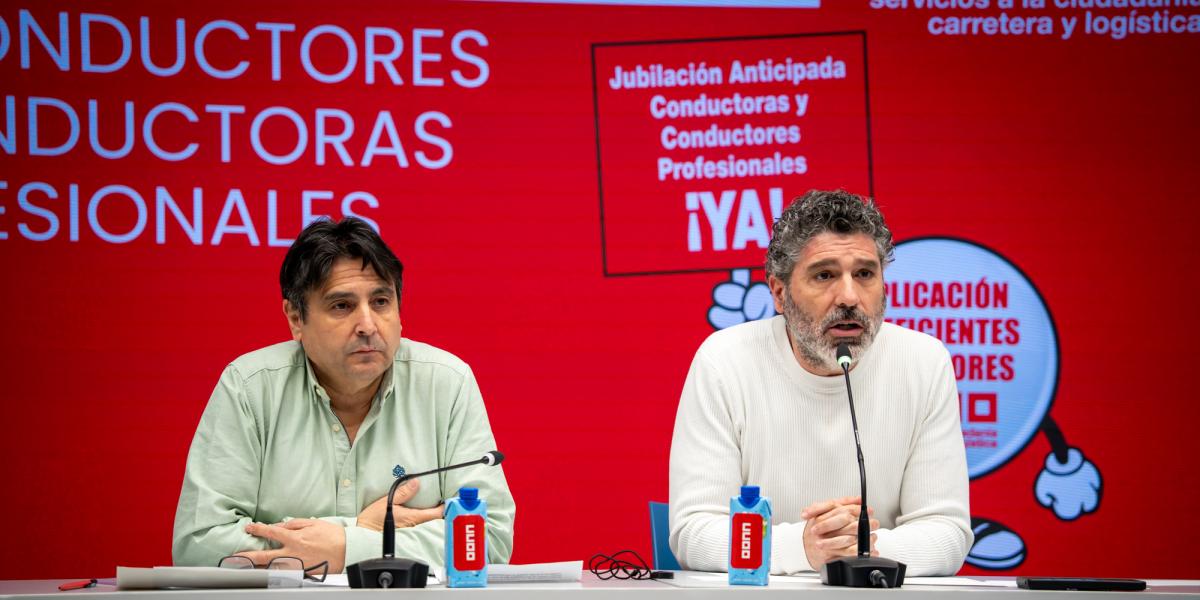 Rueda de prensa para denunciar la situación de la jubilación anticipada de las y los conductores profesionales