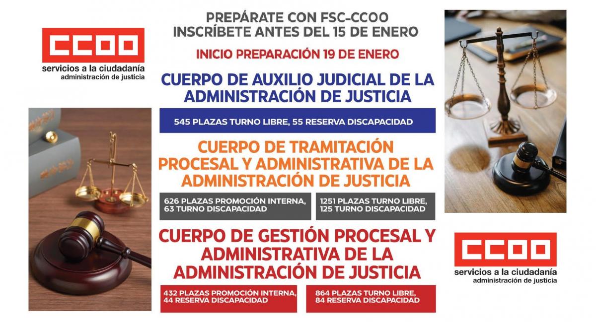 Cursos online preparación oposiciones Justicia CCOO
