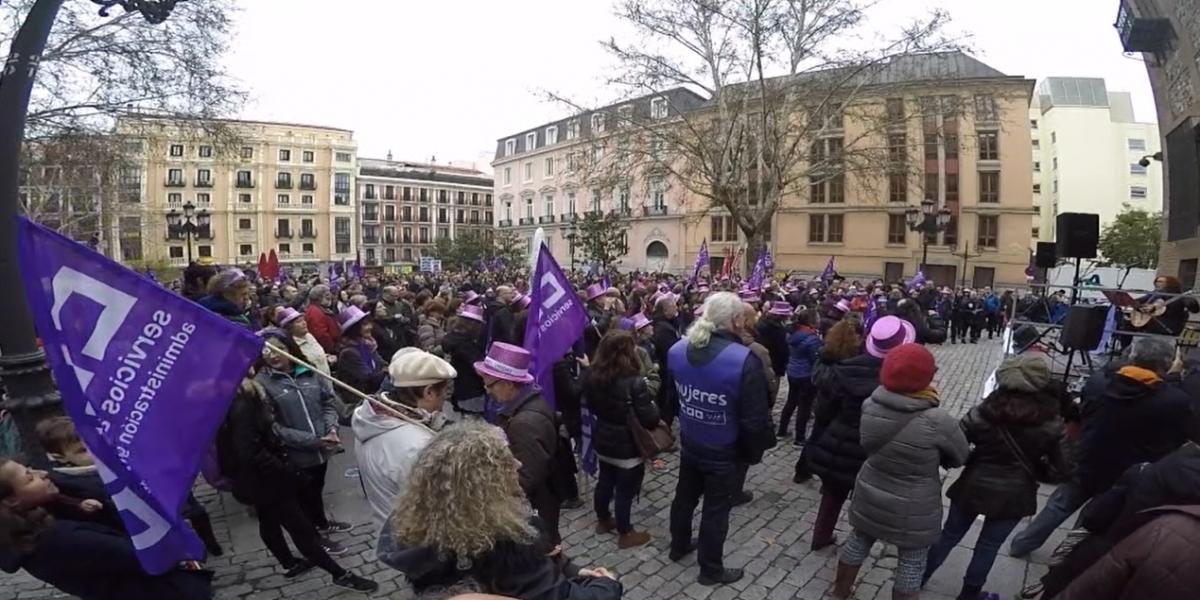 Huelga general del 8 de marzo de 2018, plaza del Rey de Madrid, SAE