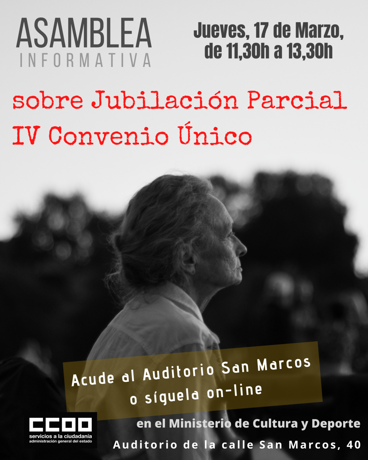 Asamblea de CCOO (pinchar en el cartel).