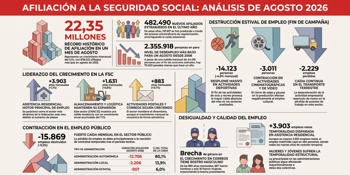 Informe de datos de afiliación a la Seguridad Social, agosto 2026