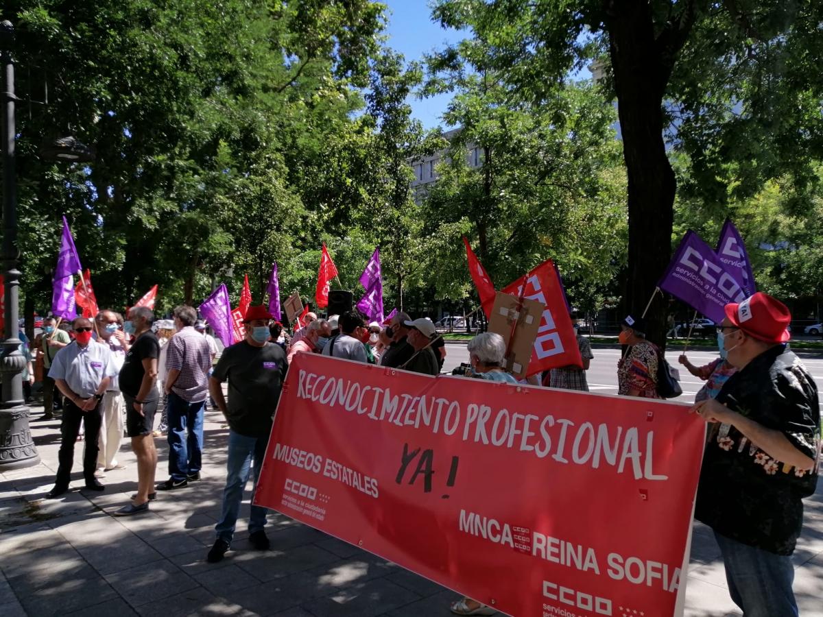 Accin reivindicativa de CCOO en Paseo Castellana, 3
