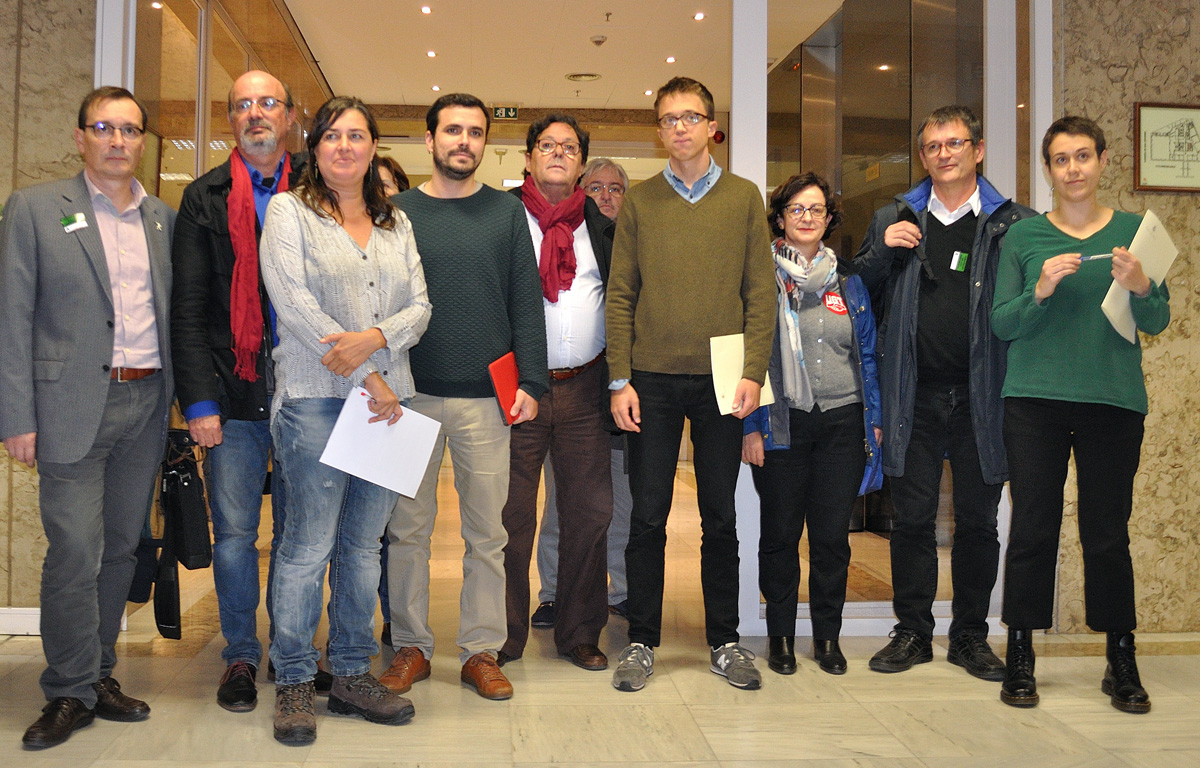 Representantes de Unidos Podemos, CCOO y UGT