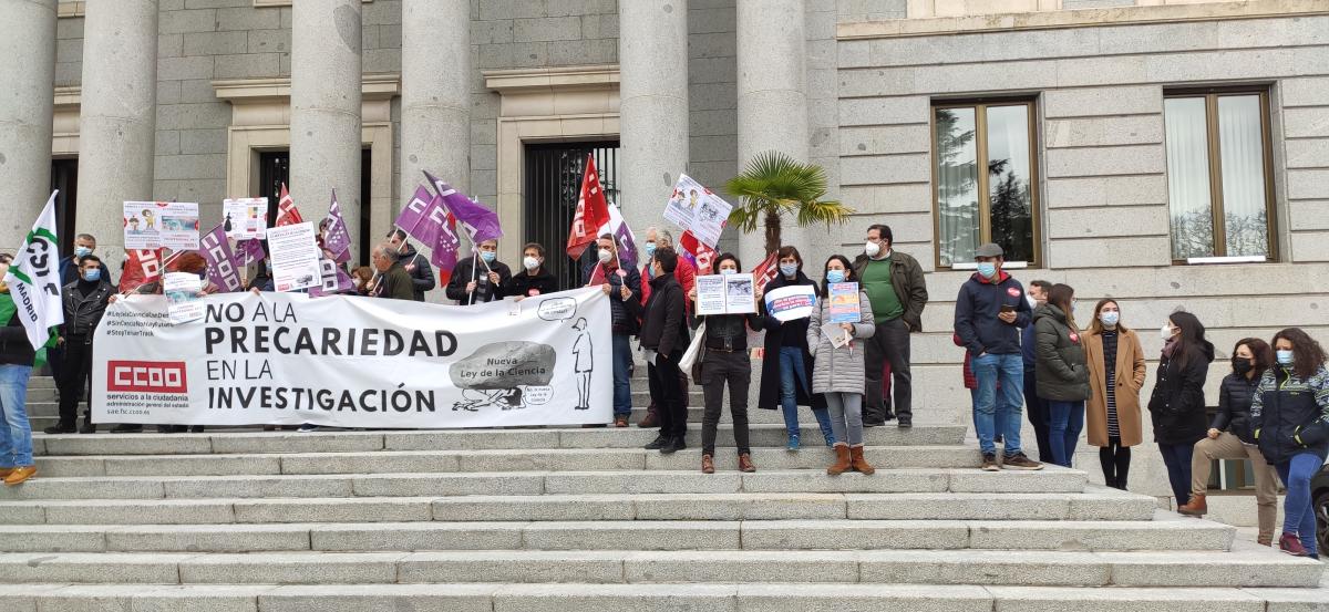 Una de las concentraciones del pasado da 9 en en el CSIC, por el desarrollo de la carrera profesional del personal tcnico y de gestin de I+D+i y del personal laboral investigador.