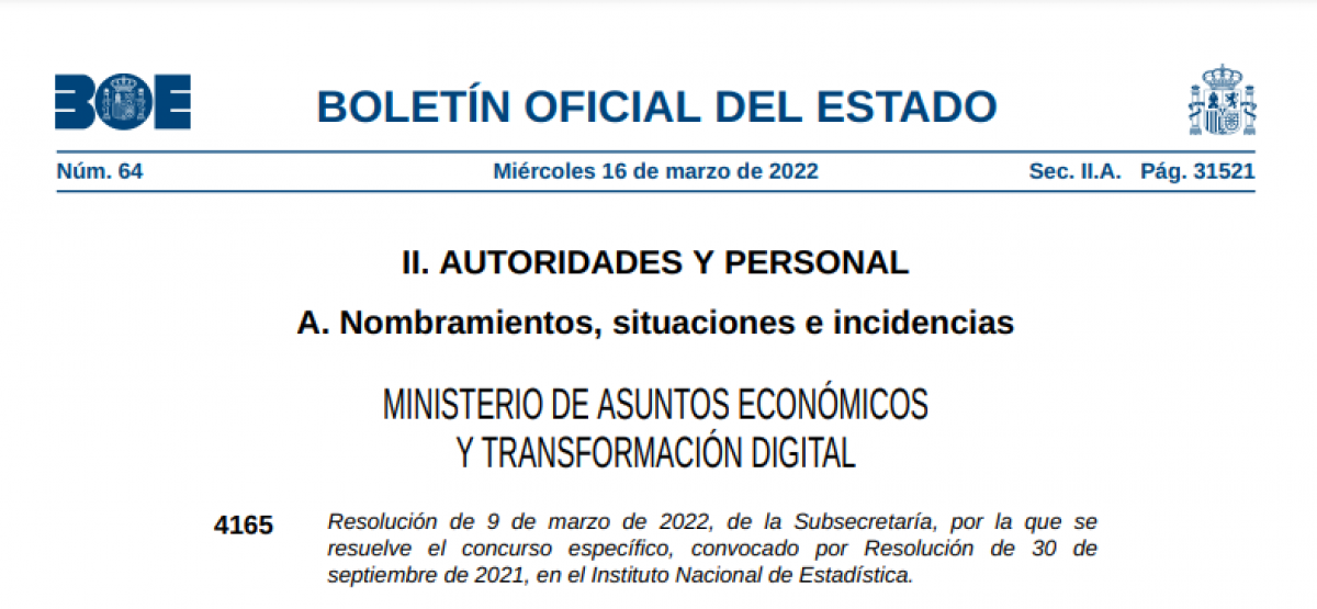 BOE de 16 de marzo de 2022.