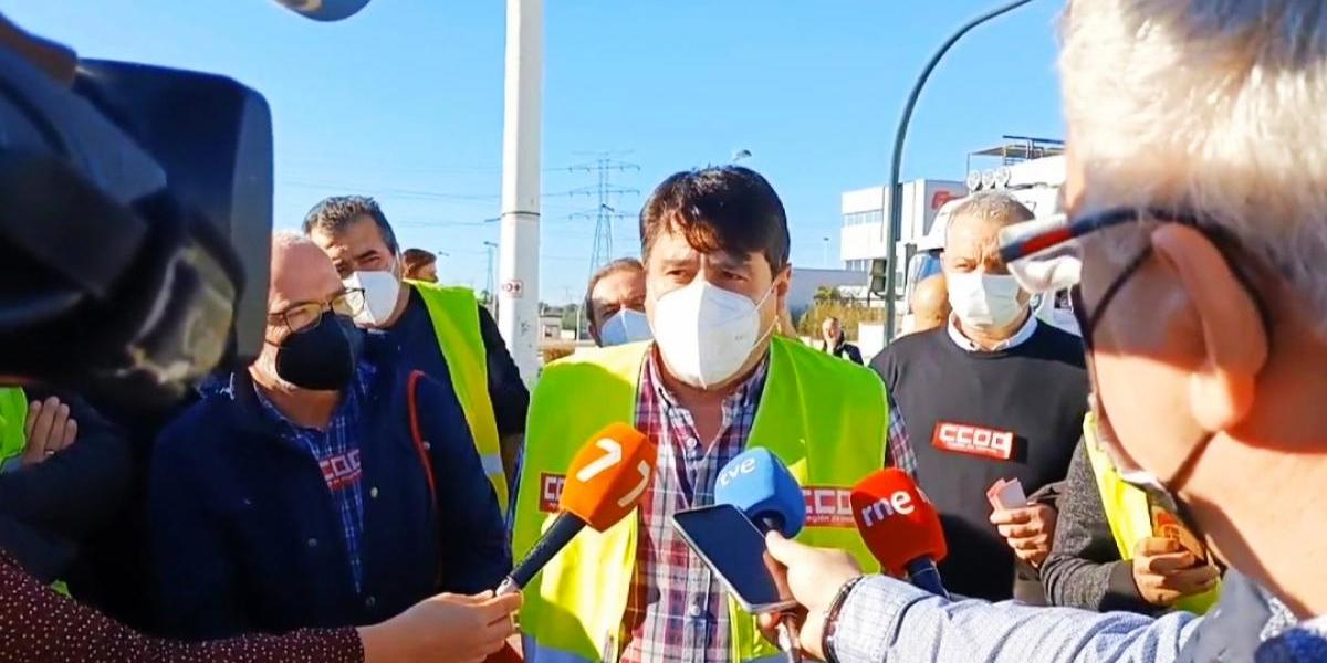 Intervención del secretario general del sector estatal de Carretera y Logística de FSC-CCOO, Paco Vegas, sobre la huelga en el transporte de mercancías en Murcia