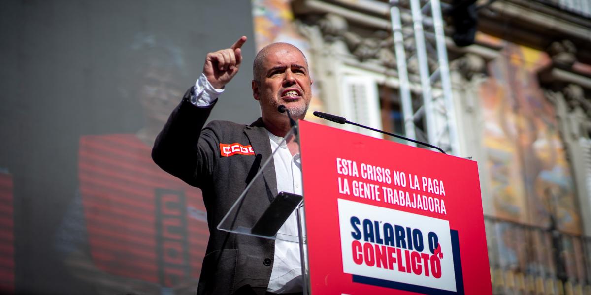 Unai Sordo, 3 de noviembre de 2022, movilización en Madrid bajo el lema "Salario o conflicto"