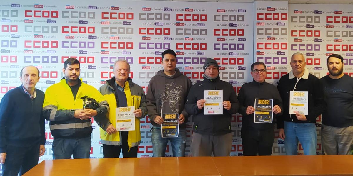 Miembros del comité de empresa de FSC-CCOO en Glovo en A Coruña